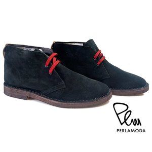 NIB Perlamoda Men's Desert Ankle Boots Suede Leather Lace up Size 41 EUR 8 US